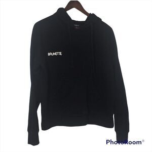 Brunette The Label Black Brunette Embroidered Cropped Hoody Sz S/M